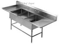 stainless steel 3 compartment sink