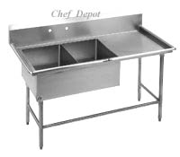 stainless steel 2 compartment sink