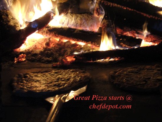 Hot Pizza in a Pizza Stone Oven