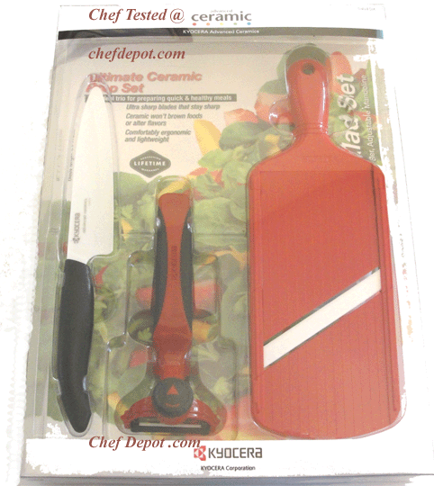 Kyocera 5 in. Ceramic Santoku Knife, Adjustable Slicer and Perfect Peeler Set