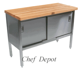 Enclosed Butcher Block Stainless Steel Table