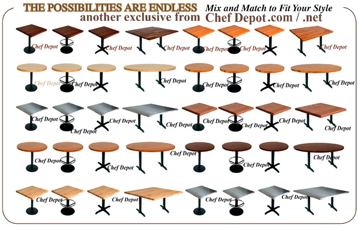 Dining or Bar Height Tables and Table Bases