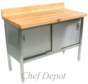 Enclosed Butcher Block Stainless Steel Table