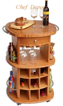 Chef Depot Bamboo Bar Cart