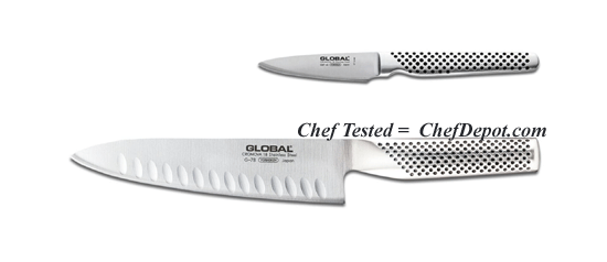New hollow ground Global Chef Knife set sale