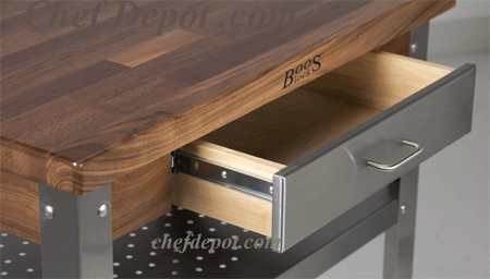 Dark Walnut Elegante Table, drawer, close up
